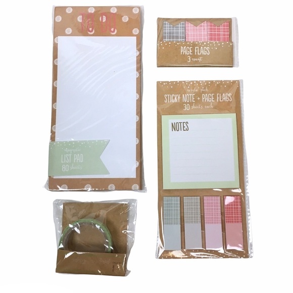 Christmas Plaid Dots Stationery Set Notepad Sticky Notes Page Flags Washi Tape - Picture 1 of 5